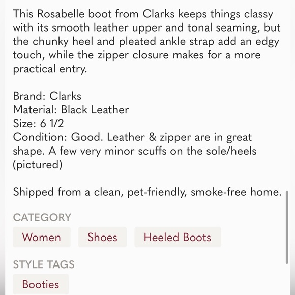 Clarks Rosabelle Black Leather Boots size 6.5 - Picture 10 of 10